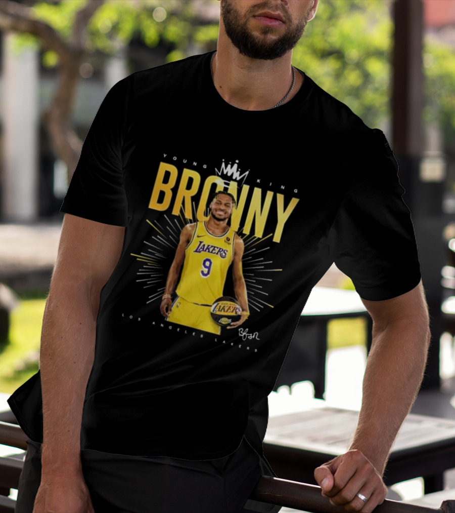 Young King Bronny James Los Angeles Lakers 9 Signature T-Shirt
