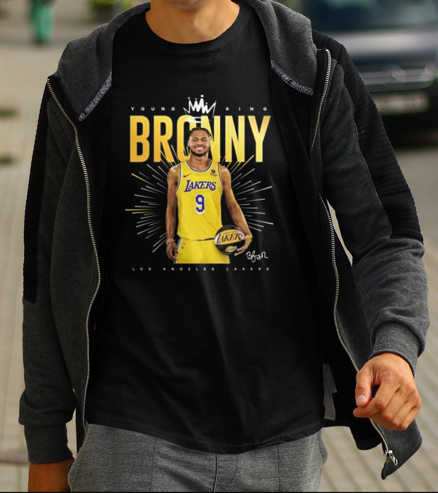 Young King Bronny James Los Angeles Lakers 9 Signature T-Shirt