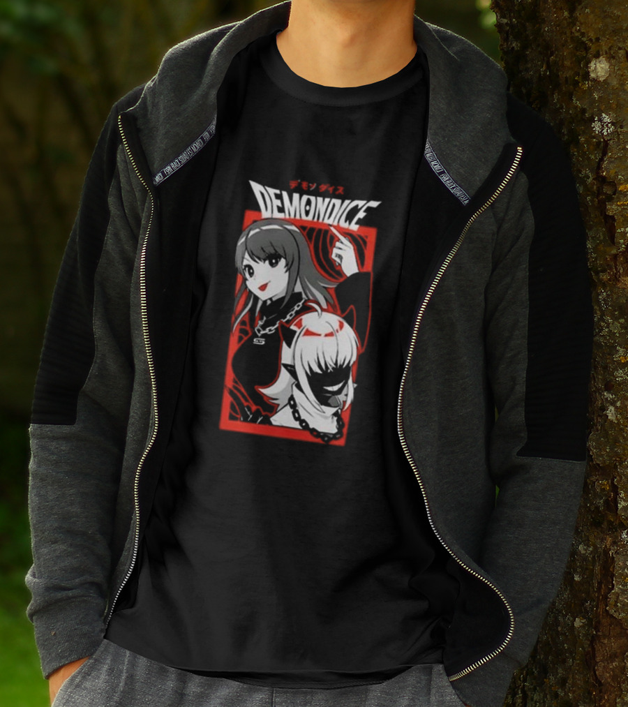 Gamer Supps Demondice Anime Style Characters In Bold Red And Black T-Shirt