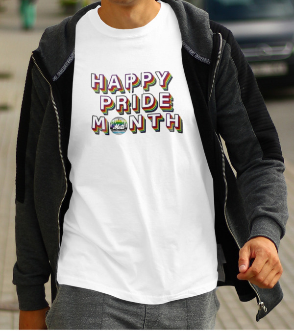 Happy Pride Month NY Mets Rainbow Lettering T-Shirt