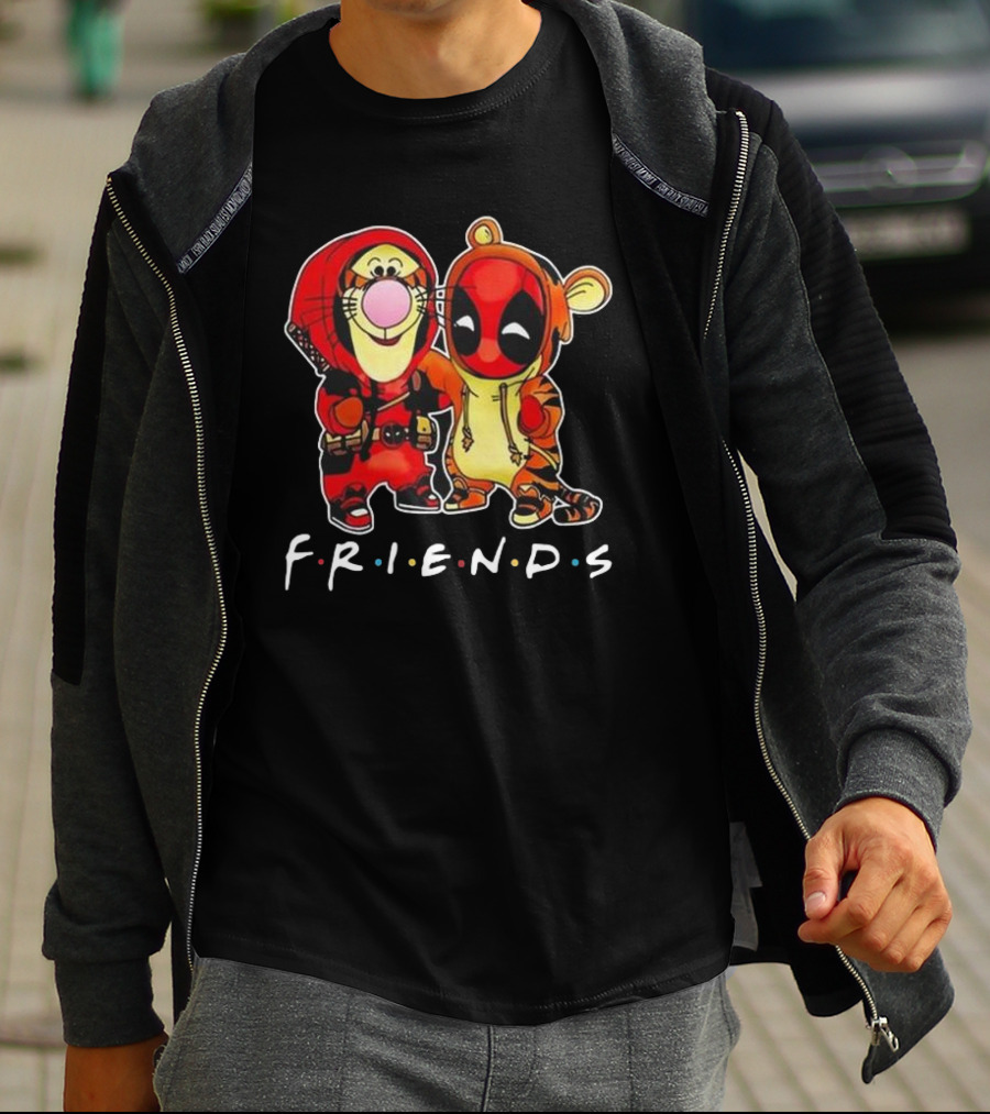Friends Disney Winnie The Pooh Tigger And Deadpool T-Shirt