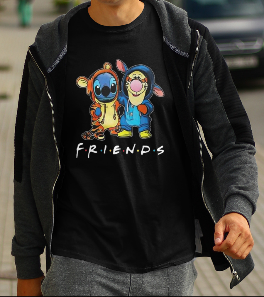 Winnie The Pooh Tigger And Stitch Friends Disney F.R.I.E.N.D.S Hoodie Characters T-Shirt