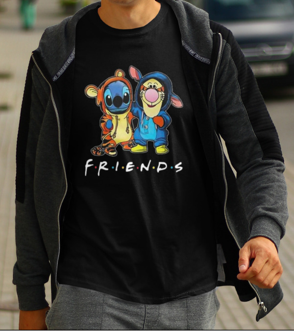 Winnie The Pooh Tigger And Stitch Friends Disney F.R.I.E.N.D.S Hoodie Characters T-Shirt