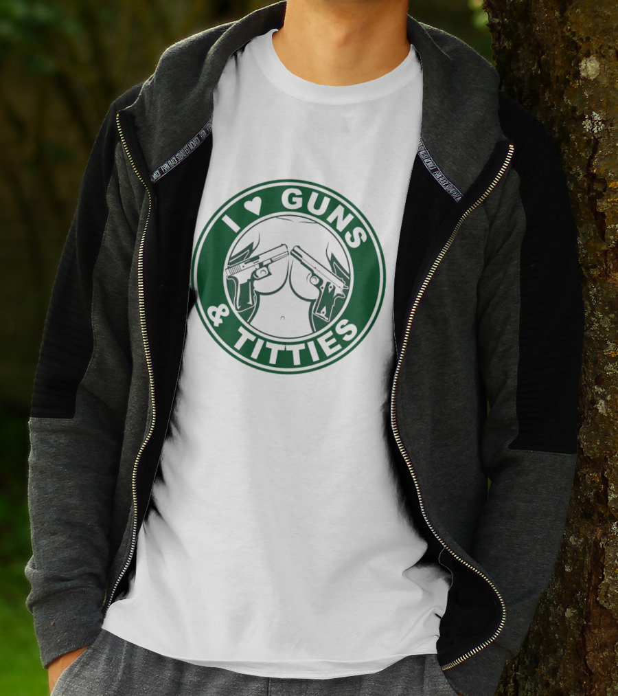 I Love Guns And Titties Pistols Logo Circle T-Shirt