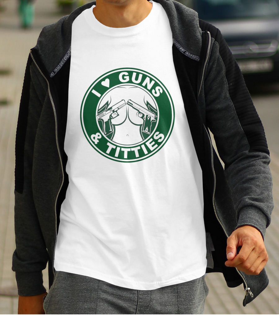 I Love Guns And Titties Pistols Logo Circle T-Shirt