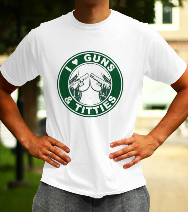 I Love Guns And Titties Pistols Logo Circle T-Shirt