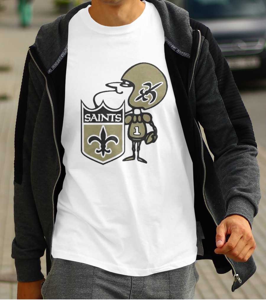New Orleans Saints Alt Logo 1967 Cartoon Character Football Crest T-Shirt