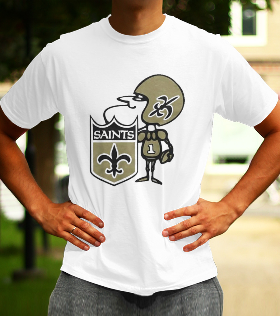 New Orleans Saints Alt Logo 1967 Cartoon Character Football Crest T-Shirt