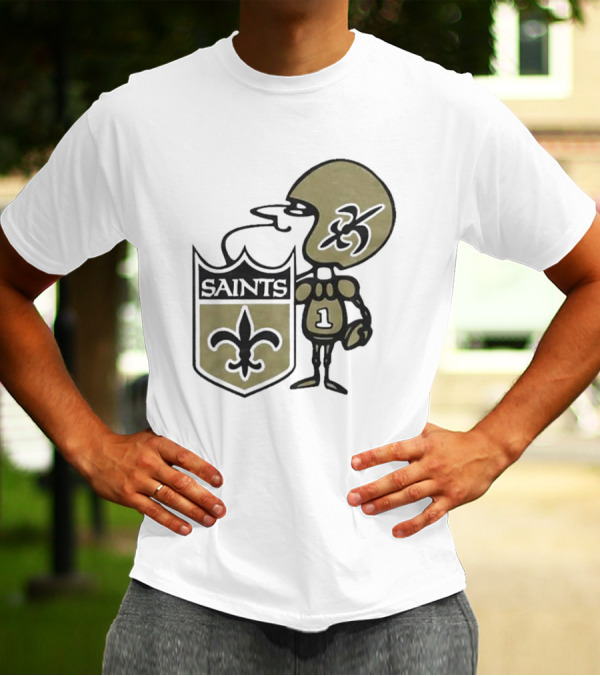 New Orleans Saints Alt Logo 1967 Cartoon Character Football Crest T-Shirt