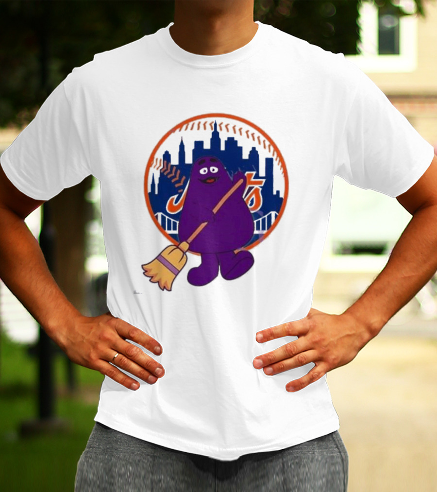 New York Mets Grimace Character Broom Sweep LFGM T-Shirt