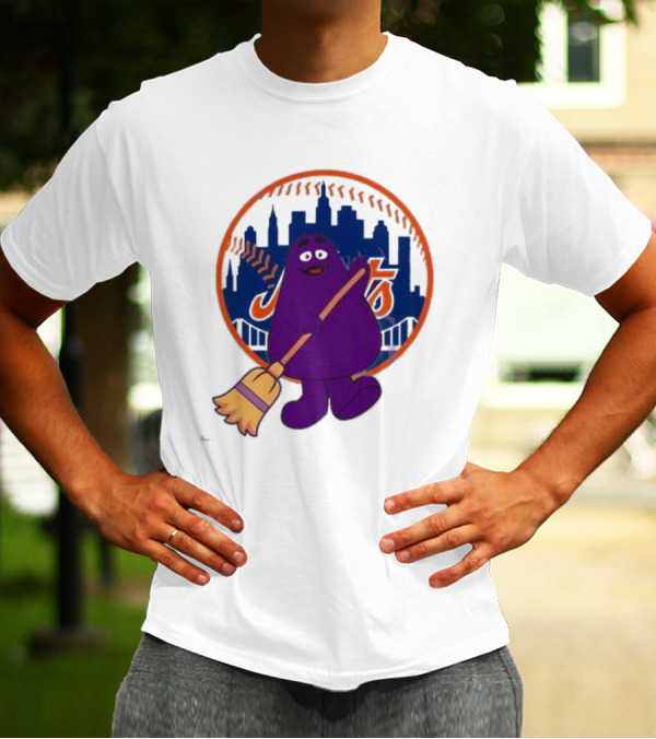 New York Mets Grimace Character Broom Sweep LFGM T-Shirt
