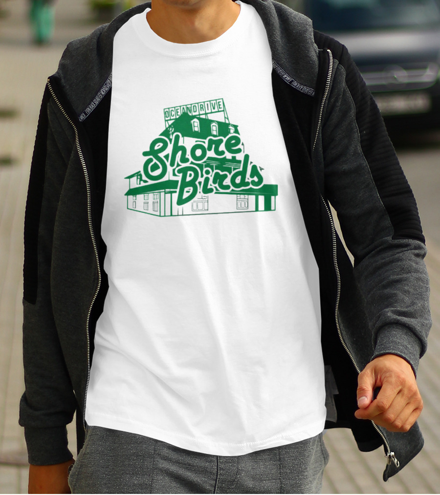 Ocean Drive Shore Birds Retro Sign Building T-Shirt