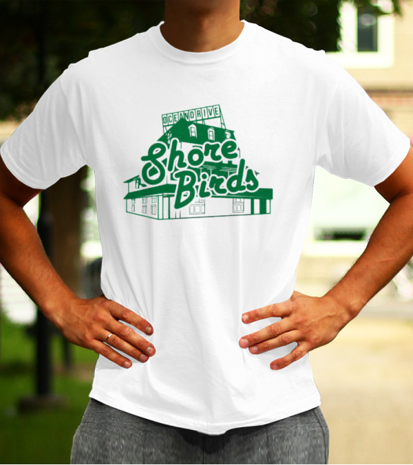 Ocean Drive Shore Birds Retro Sign Building T-Shirt