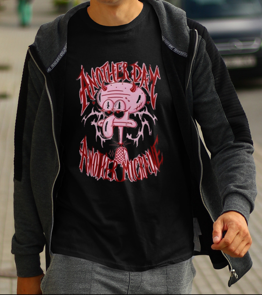 Lovecore Squidward Another Day Another Migraine Devil Horns Aesthetic T-Shirt