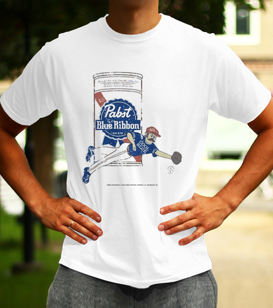 Memphis Redbirds 901 Pabst Blue Ribbon Baseball Can Catcher T-Shirt