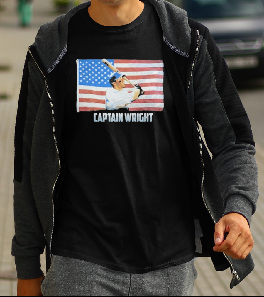 Mets David Wright Captain Wright American Flag Baseball T-Shirt