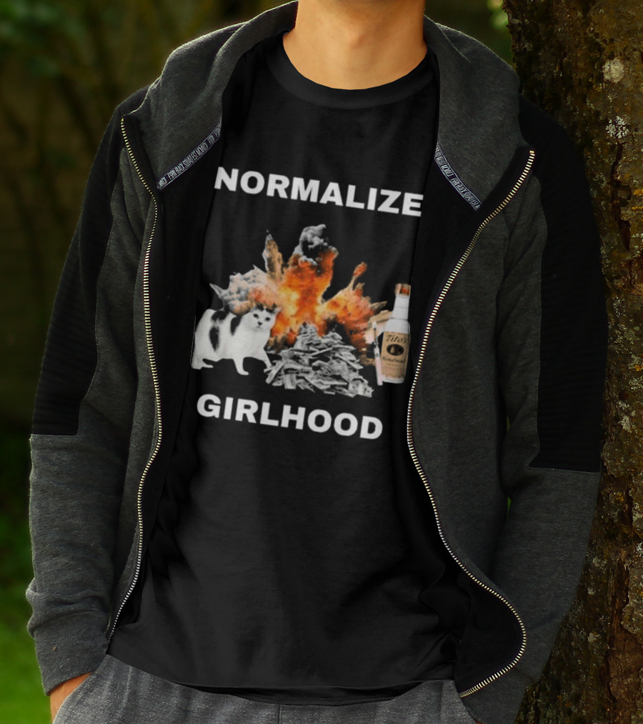 Normalize Girlhood Explosion Cat Tito's Bottle T-Shirt