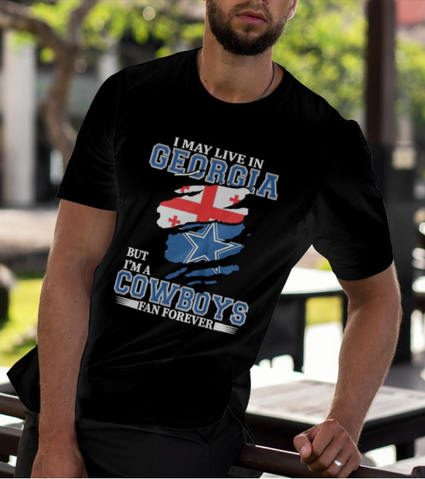Dallas Cowboys Fan Forever Living In Georgia With Star And Flag Elements T-Shirt