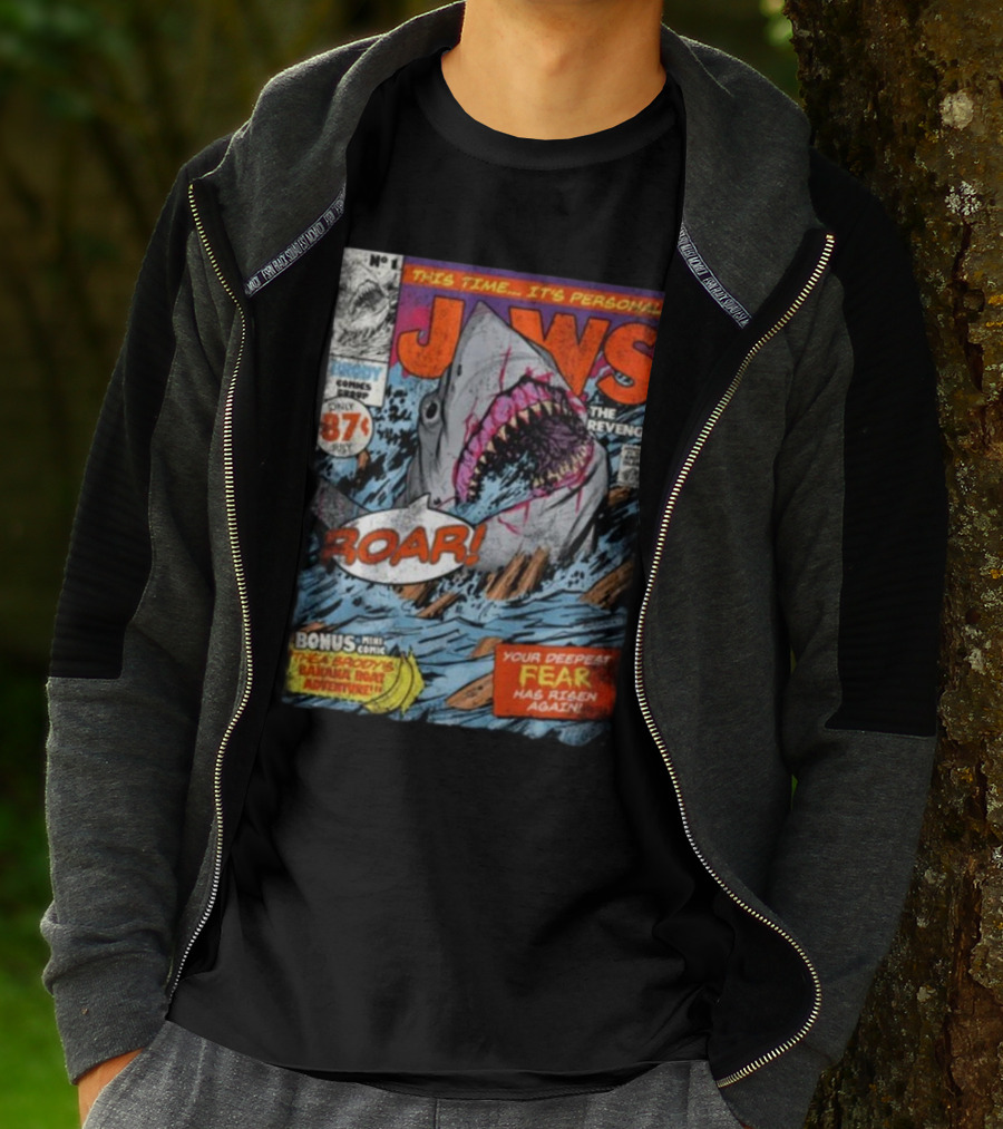 Fright-Rags Jaws The Revenge Comic Cover Shark Roar Adventure T-Shirt