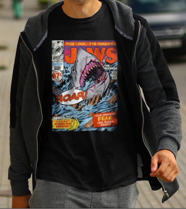 Fright-Rags Jaws The Revenge Comic Cover Shark Roar Adventure T-Shirt