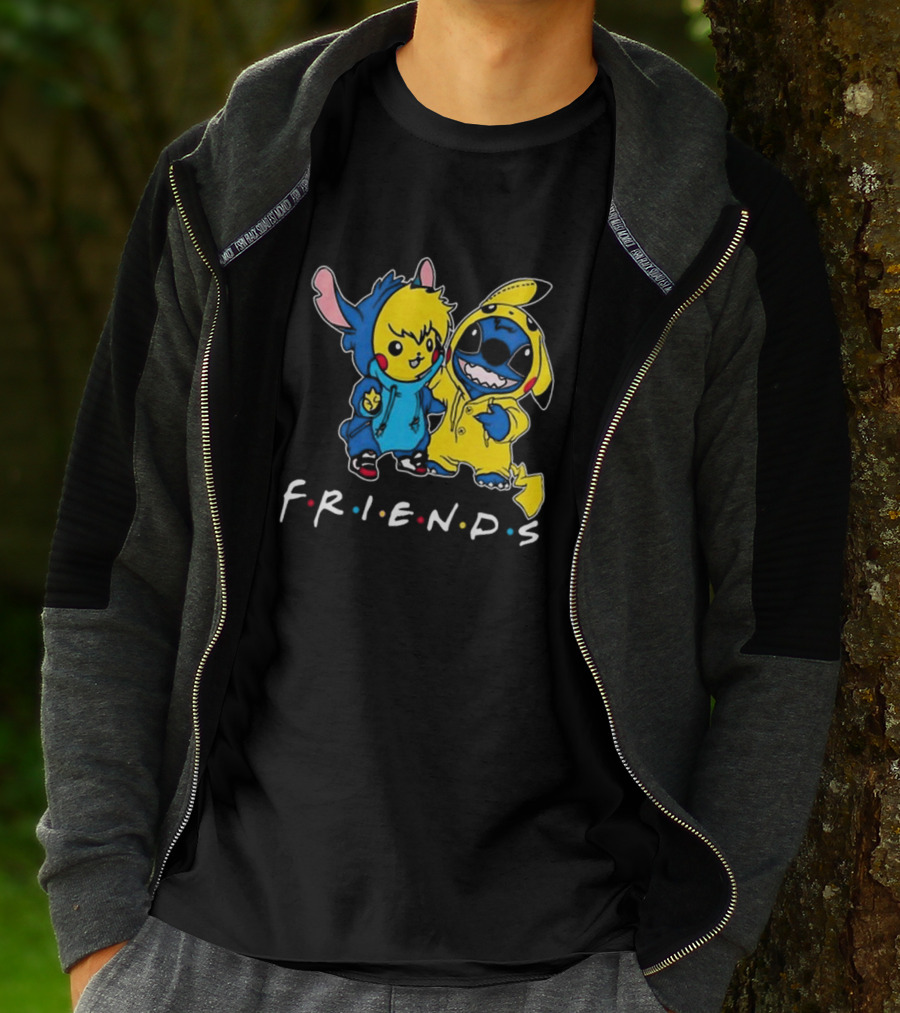 Friends Stitch And Pokemon Pikachu Friends For Life Disney T-Shirt