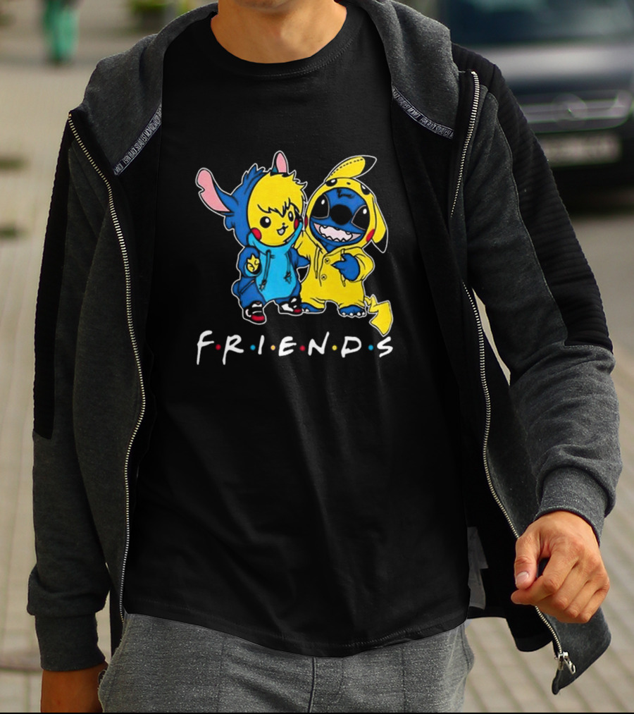 Friends Stitch And Pokemon Pikachu Friends For Life Disney T-Shirt