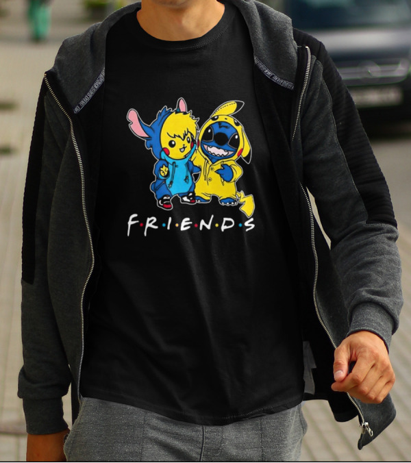 Friends Stitch And Pokemon Pikachu Friends For Life Disney T-Shirt