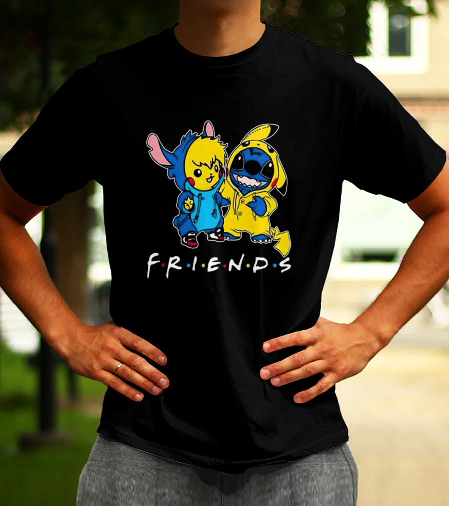 Friends Stitch And Pokemon Pikachu Friends For Life Disney T-Shirt