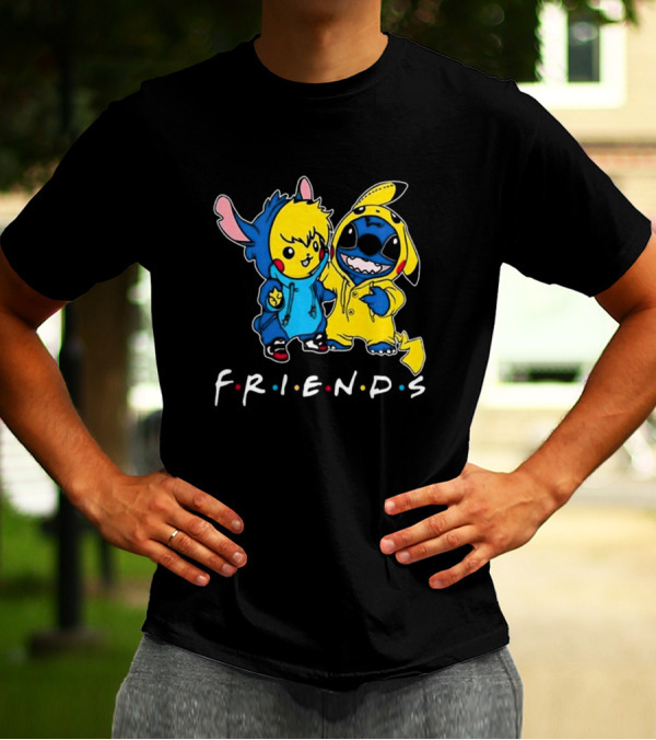 Friends Stitch And Pokemon Pikachu Friends For Life Disney T-Shirt