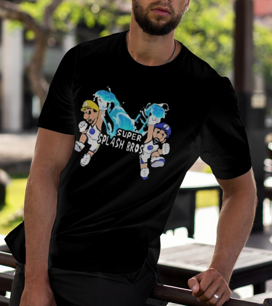 Super Splash Bros Steph Curry And Klay Thompson Mario Themed Basketball Duo T-Shirt