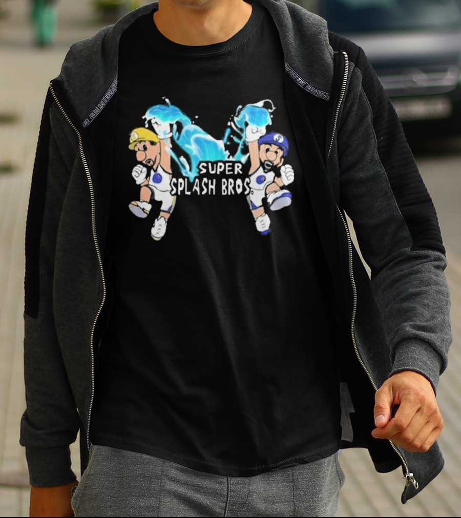 Super Splash Bros Steph Curry And Klay Thompson Mario Themed Basketball Duo T-Shirt
