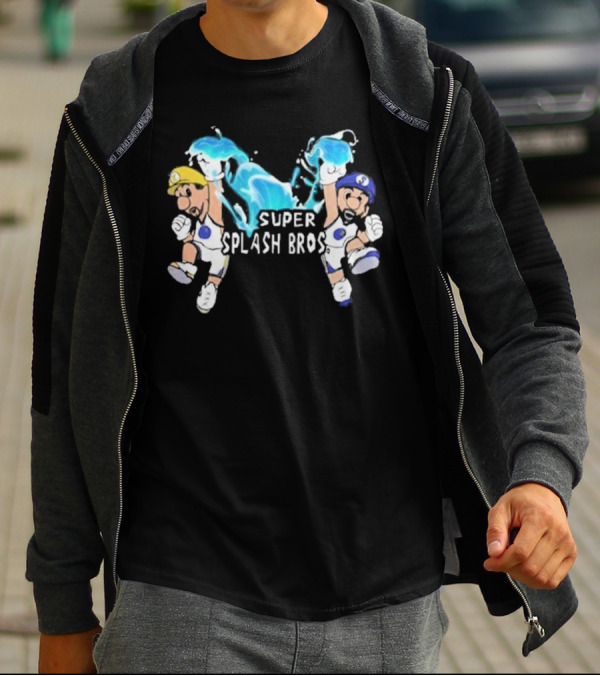Super Splash Bros Steph Curry And Klay Thompson Mario Themed Basketball Duo T-Shirt