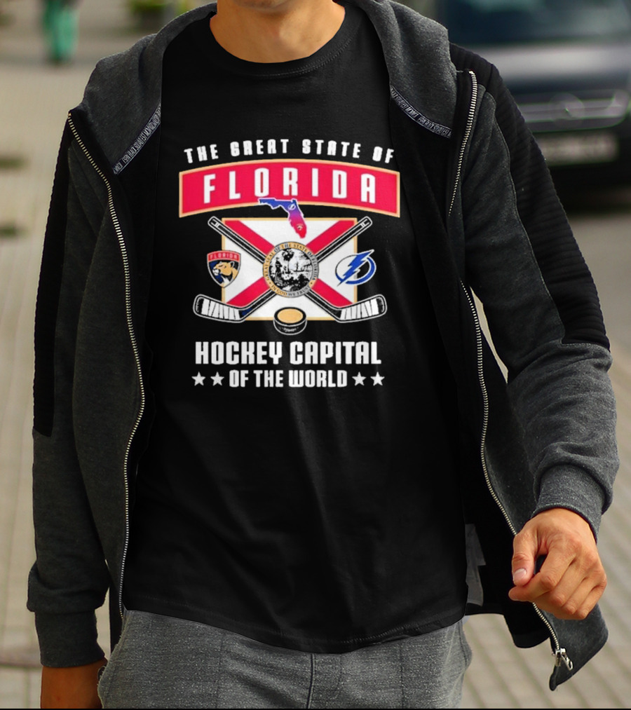 The Great State Of Florida Hockey Capital Of The World Tampa Bay Lightning Florida Panthers T-Shirt