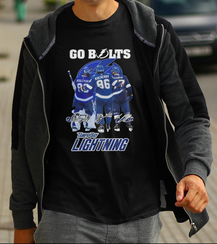 Tampa Bay Lightning Go Bolts Asilevskiy Kucherov Hedman Signatures T-Shirt