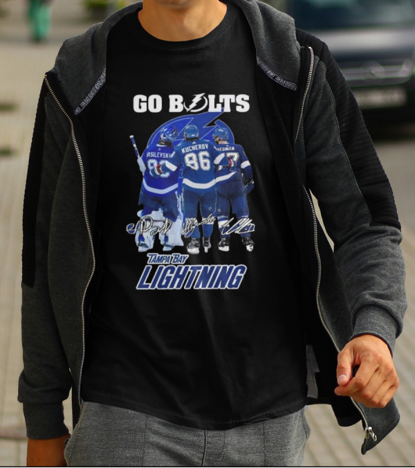 Tampa Bay Lightning Go Bolts Asilevskiy Kucherov Hedman Signatures T-Shirt