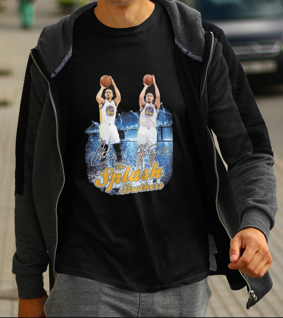 Golden State Warriors Stephen Curry Klay Thompson Splash Brothers Signatures T-Shirt