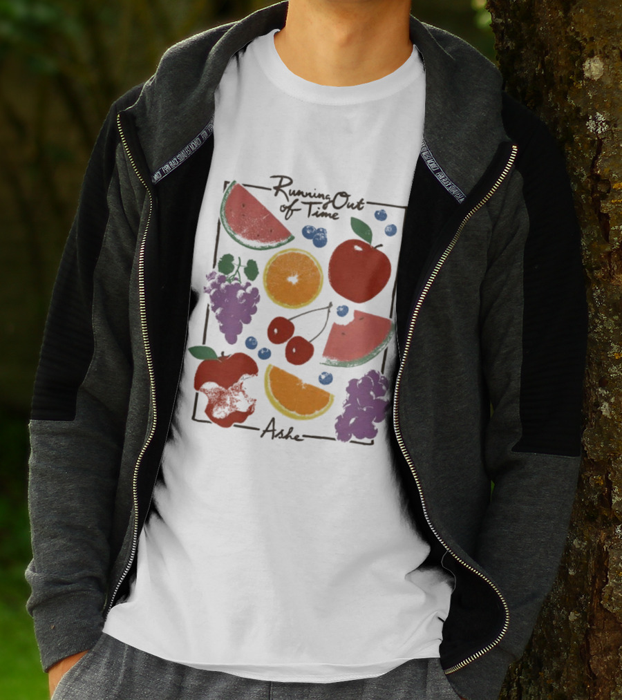 Running Out Of Time Ashe Fruit Collage Watermelon Orange Apple Grapes T-Shirt