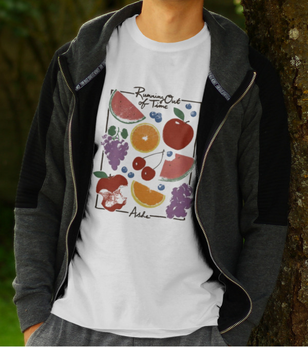 Running Out Of Time Ashe Fruit Collage Watermelon Orange Apple Grapes T-Shirt