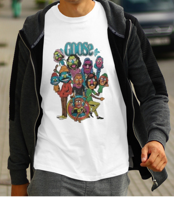 GOOSE Puppets Vibrant Cartoon Characters Ensemble T-Shirt