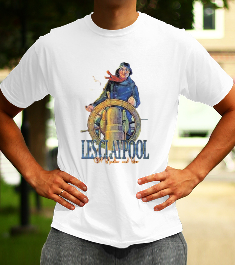 Les Claypool Of Whales And Woe Maritime Adventure Steering Wheel And Seagulls T-Shirt