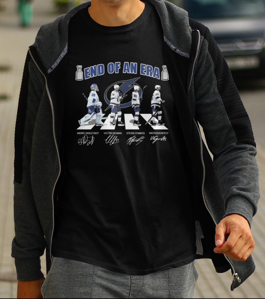 End Of An Era Tampa Bay Lightning Abbey Road Vasilevskiy Hedman Stamkos Kucherov Signatures T-Shirt