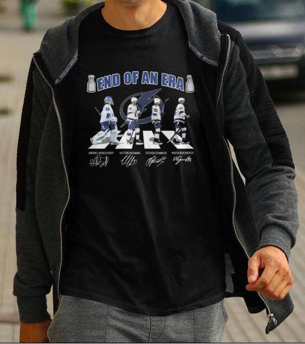 End Of An Era Tampa Bay Lightning Abbey Road Vasilevskiy Hedman Stamkos Kucherov Signatures T-Shirt