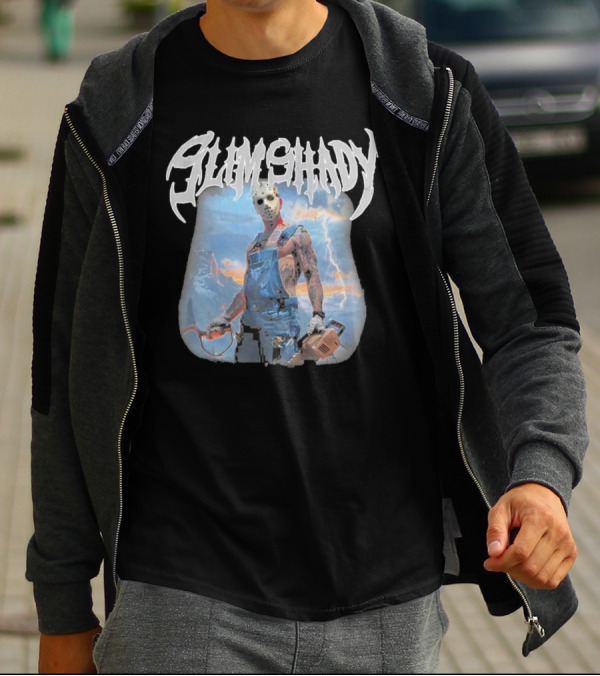 Slim Shady Eminem Chainsaw Masked Horror Character T-Shirt