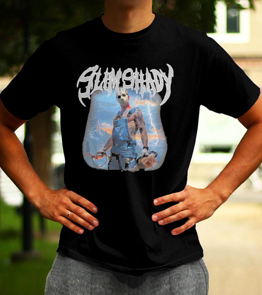 Slim Shady Eminem Chainsaw Masked Horror Character T-Shirt