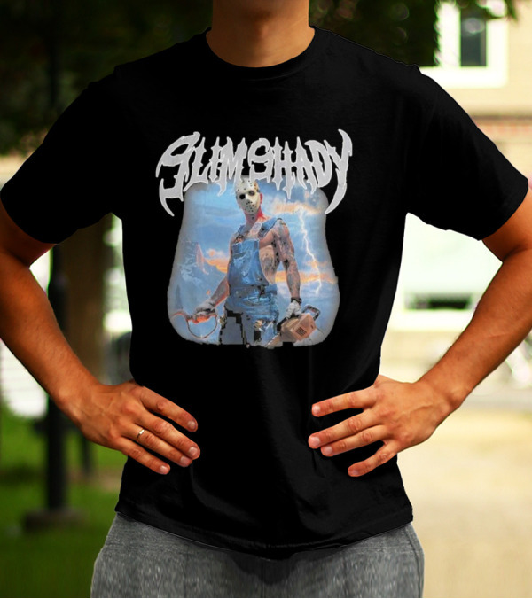 Slim Shady Eminem Chainsaw Masked Horror Character T-Shirt
