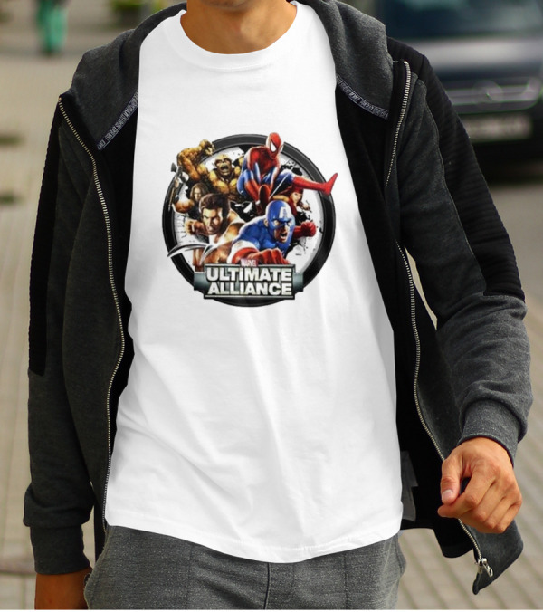 Tobey Maguire Spider-Man Featured In Marvel Ultimate Alliance Heroes Assemblage T-Shirt