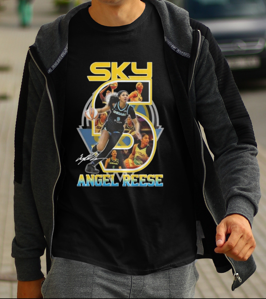 Chicago Sky Angel Reese 5 Signature WNBA T-Shirt