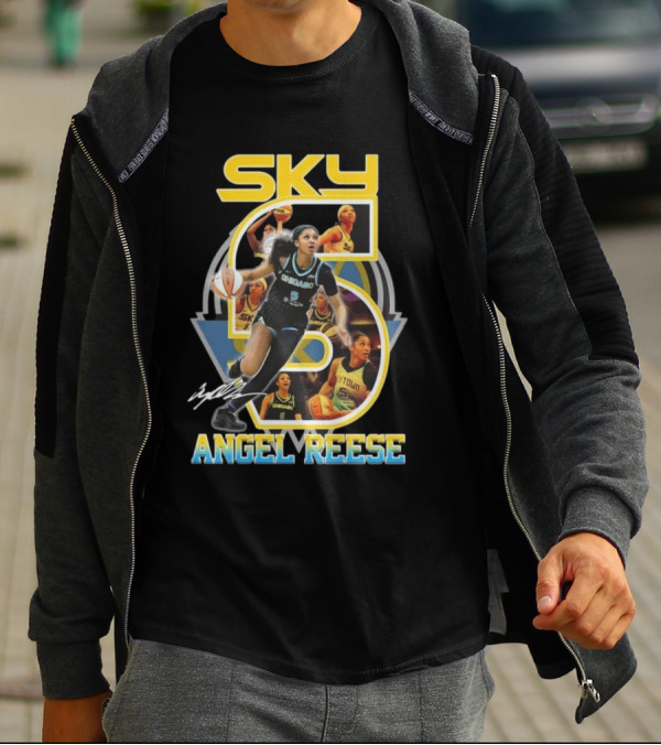 Chicago Sky Angel Reese 5 Signature WNBA T-Shirt