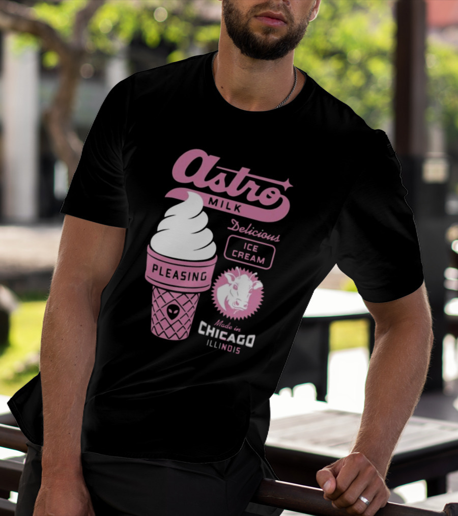 Astro Milk Delicious Ice Cream Pleasing Made In Chicago Illinois T-Shirt