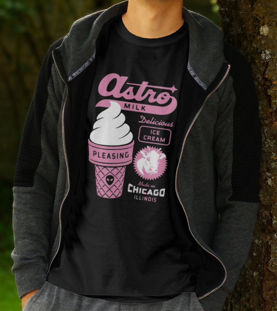 Astro Milk Delicious Ice Cream Pleasing Made In Chicago Illinois T-Shirt